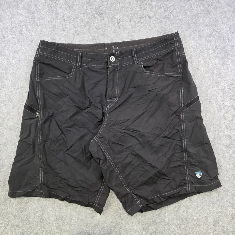 Kuhl Utility Mutiny River Shorts‎ Mens 38 Black Nylon Stretch Hiking Zip Pockets